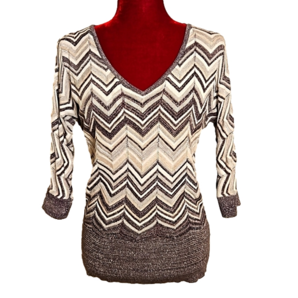 White House Black Market Shimmer Knit Top Size: Extra Small